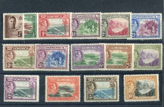Dominica Kgvi 1938 - 47 Definitive Set Sg99/108a Mnh