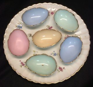 Antique/vintage French Limoges Porcelain Divided Individual Egg Oyster Plate
