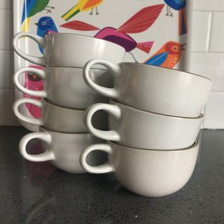 Set Of 7 White Heath Ceramics Coffee/tea Cups,  Rare & Out Of Production