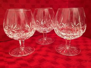 Set Of 3 Waterford Crystal Lismore Brandy Cognac Balloon Snifter Glass