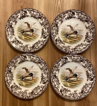 Spode Woodland Dinner Plates Set Of Four Wood Duck Made In England