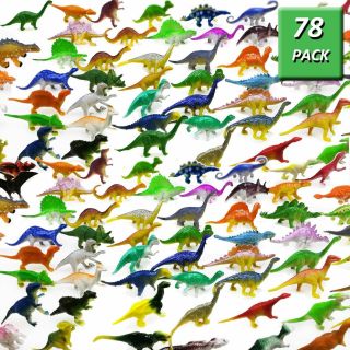 78 Pack Mini Dinosaur Figure Toys,  Plastic Dinosaur Set For Kids Toddler Educ.
