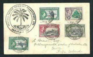 1939 Cover Gilbert & Ellice Islands Cent Pacific Coconut Plantation Ltd To Fiji