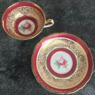 Double Warranted Paragon Porcelain Floating Rose A1033 Cabinet Cup & Saucer Duo