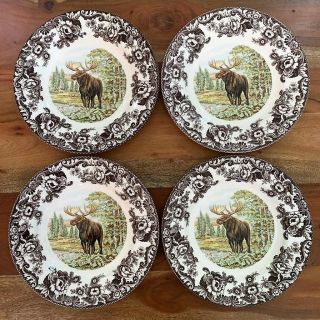 Spode Woodland Majestic Moose Dinner Plate Set Of 4 English Country Fall Table