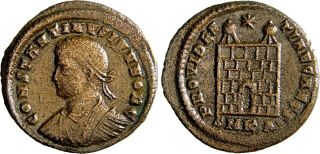 Certified Roman Coin Constantius Ii As Caesar A.  D.  324 - 337 Follis Castle Antioch