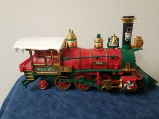 Vintage Bright Musical Christmas Express Train Locomotive Car 1995