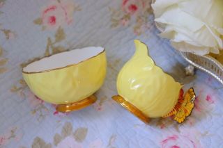 Aynsley Butterfly Handle Vintage English China Sugar Bowl Milk Jug Set