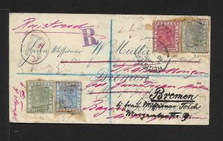 Gold Coast To Germany Via Uk Registered Cover Quittah Cds 1898