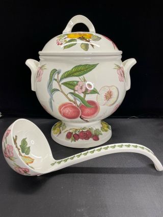 Portmeirion Pomona Footed Soup Tureen With Lid And Ladle Made England