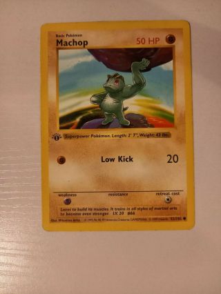 1st First Edition Machop - Shadowless - Base Set Pokemon Card 52/102 Non Psa