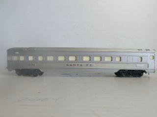 Ho Scale Lionel Santa Fe 0715 Streamlined Passenger Car Silver (f34 - 2)