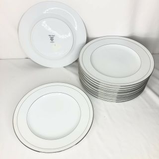 Noritake White Scapes Whitecliff Dinner Plates X12 Embossed White/white Platnium