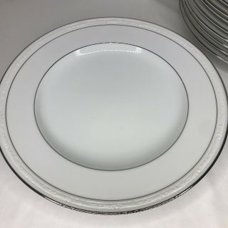 Noritake White Scapes Whitecliff Dinner Plates x12 Embossed White/White Platnium 3