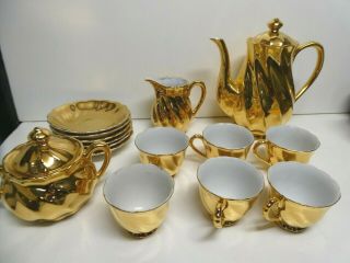 Vintage Avondale Australia Gold Pottery Coffee Set Pot Cups Saucers Jug Sugar Bo