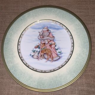 Fitz And Floyd Classic Choices Winter Holiday Santa Portrait Set Of 5 Plates 9.  5