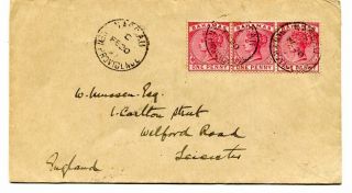 Bahamas 1897 Strip Of Three Qv 1d.  Red Stamps On Neat Cover Nassau To Uk