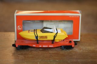 Lionel O Scale L.  A.  County Flatcar W/ Lifeguard Boat 6 - 16970