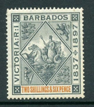 Barbados 1897 - 98 Jubilee 2/6 Blue - Back And Orange Sg124 Mm Cat £110