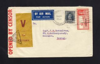 Bahrain: 1941 Censored Cover To India,  Overprinted Stamps