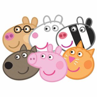 Peppa Pig Variety 6 Pack Officially Licensed Card Party Face Masks - Great Fun