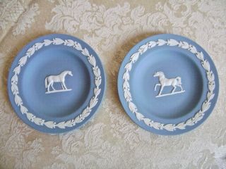 Rare Wedgwood Pale Blue Jasperware George Stubbs Horse Plates