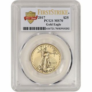 2017 American Gold Eagle (1/2 Oz) $25 - Pcgs Ms70 - First Strike - 225th Label