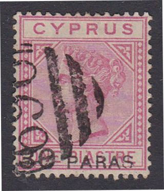 Cyprus.  1882.  Sg 24,  30pa On 1pi Rose.  Fine.