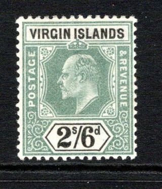 British Virgin Islands Kevii 1904 2s.  6d Green & Black Sg61 Lm/mint