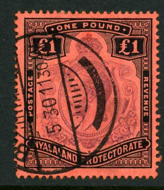 Nyasaland 1913 Kgv £1 - Fine Sg 98