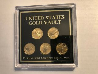 2010 United States Gold Vault,  5pc $5 Solid Gold American Eagle Coins,  1/10 Oz