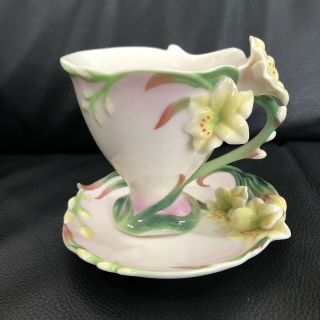 Franz Porcelain Freesia Design Cup And Saucer,  As Without Box