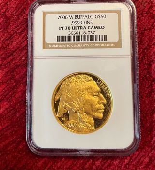 Pf 70 Ultra Cameo Ngc 2006 W $50 1 Oz Solid Gold Buffalo.  9999 Fine
