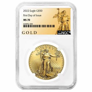 - 2022 $50 American Gold Eagle 1 Oz Ngc Ms70 Fdi Als Label