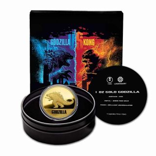 2021 Niue 1 Oz Gold Godzilla (w/ Gift Tin &) - Sku 228758