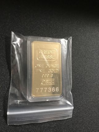 Credit Suisse 1oz Fine.  9999 Gold Bullion Bar