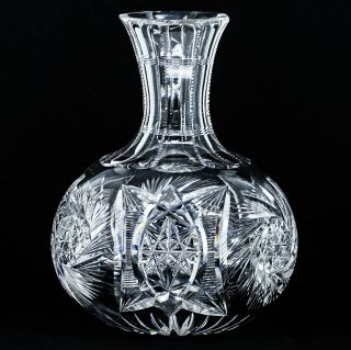 Antique American Brilliant Cut Crystal Carafe Decanter 1900 - 1905 Rare Read