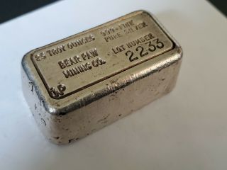 Cwp Bear Paw Mining Co 25.  43 Oz.  999 Fine Silver Odd Weight Poured Bar
