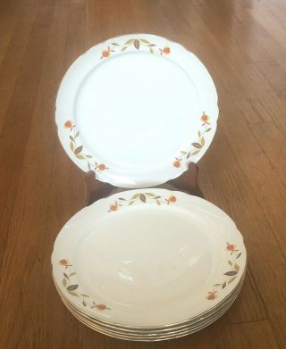 Hall China Autumn Leaf 10” Dinner Plates - Set Of 6 - Mary Dunbar - Jewel Tea