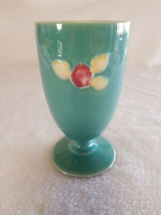 Vintage Coors Pottery Rosebud Rare Green Footed 12 Oz.  Tumbler