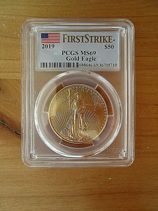 2019 $50 American Gold Eagle 1 Oz.  Pcgs Graded Ms69 And Certified First Strike