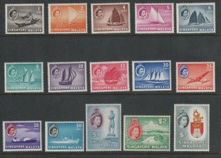 Singapore 1955 Definitive Set Sc 28 - 42 Mnh Og Vf Cv $156.  40