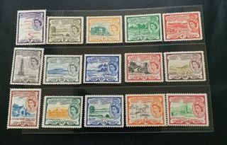 St.  Kitts - Nevis 1954 Qe Ii 1/2c To $4.  8 Sg 106a - 118 Sc 120 - 134 Set 15 Mnh