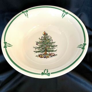 Spode 14.  5 " Footed Punch Bowl - Christmas Tree With Santa Topper