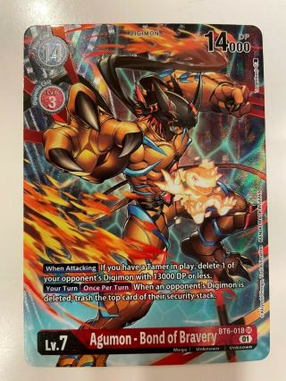 Digimon Card Game Agumon Bond Of Bravery Bt6 - 018 Sr Alt Art Nm Double Diamond