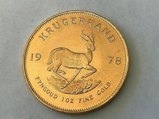 22 Karat Gold 1 Oz South African Krugerrand Gold Coin Bu (1978)