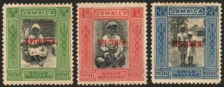 Jamaica: 1923 Child Welfare Set Ovpt Specimen Sg 107s - 107cs (43930)