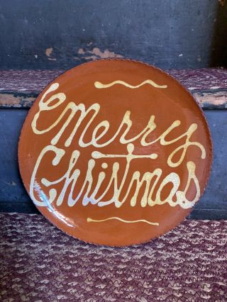 Turtlecreek Potters - Redware Plate - Merry Christmas Design - 9 1/2 "