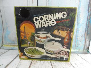 Vintage Corning Ware Spice Of Life 6 Pc Menu - Ette Set P - 100 - 8 Nos