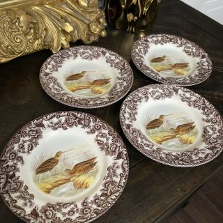 Set Of 4 Spode Woodland Snipe Water Birds Bread & Butter Plates England 6.  25 "